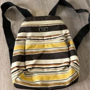 Kate Spade Yellow and Brown Striped Backpack